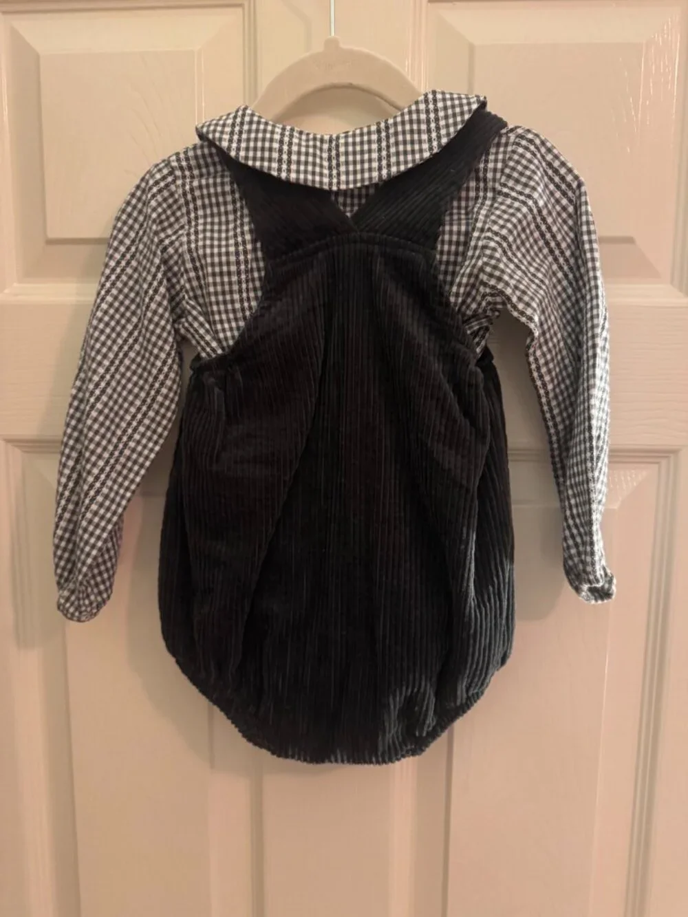 Zara Baby Corduroy Bubble Romper + Gingham Shirt (12-18 months)